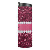 Hot Pink Big Imitats Glitzer und Diamanten Thermosbecher (Nach rechts gedreht)