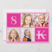 Hot Pink Birthday Girl Foto Collage Chic Party Einladung (Vorderseite)