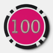 Hot Pink Black 100 Striped Poker Chip (Rückseite)