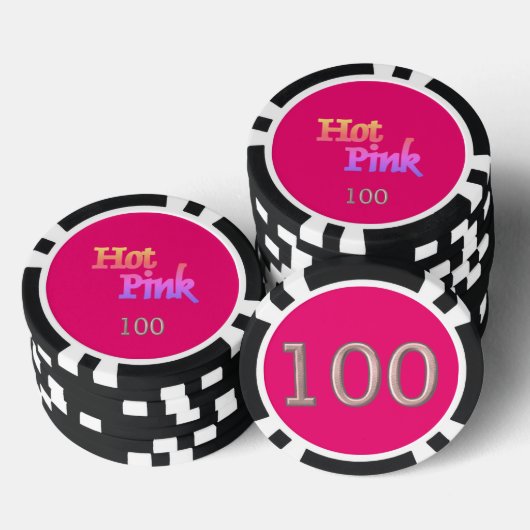 Hot Pink Black 100 Striped Poker Chip (Stapel)