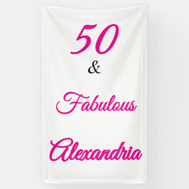 Hot Pink Black 50 & Fabulous 50th Birthday Banner