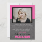 Hot Pink & Black Abschluss 2 Foto Dankeschön Karte (Vorderseite)