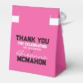 Hot Pink & Black Abschluss Gefälligkeitsboxen Geschenkschachtel (Rückseite)