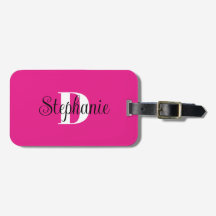 Hot Pink Black and White Modern Monogram