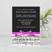 Hot Pink Black and White Music Konzert Einladung (Stehend Vorderseite)