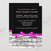 Hot Pink Black and White Music Konzert Einladung (Vorne/Hinten)