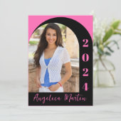 Hot Pink Black Arch Foto Class 2024 Abschluss (Stehend Vorderseite)