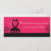 Hot Pink/Black Boarding Pass Einladung Hochzeit (Rückseite)