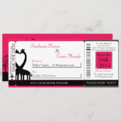 Hot Pink/Black Boarding Pass Einladung Hochzeit (Vorne/Hinten)