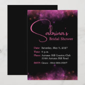 Hot Pink & Black Brautparty Einladung (Vorne/Hinten)