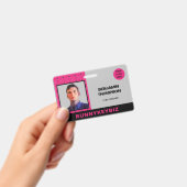 Hot Pink Black Corporate Company Mitarbeiter-ID Ausweis (Handheld)