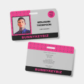 Hot Pink Black Corporate Company Mitarbeiter-ID Ausweis (Front & Back)