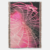 Hot Pink Black Creepy Spooky Spider Web Decke (Vorderseite Vertikal)