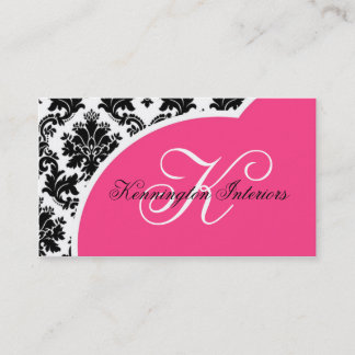 Hot Pink Black Damask Business Cards Visitenkarte