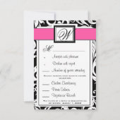 Hot-Pink-Black-Damask-RSVP-Karten RSVP Karte (Rückseite)