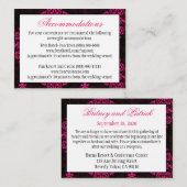 Hot Pink Black Damask Wedding Empfang Cards Begleitkarte (Vorne/Hinten)