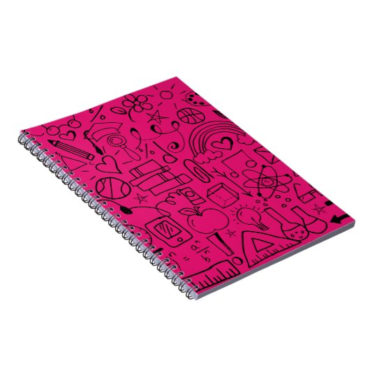 Hot Pink Black Doodle Art Rainbow Spiral Notizblock (Rechte Seite)