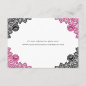 Hot Pink Black Floral Lace Hochzeitsunterkunft Begleitkarte (Rückseite)