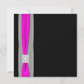 Hot Pink Black Fuchsia Pink Bow Wedding Einladung (Rückseite)