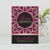 Hot Pink Black Geblüht Brautparty Party Einladung (Stehend Vorderseite)