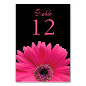 Hot Pink Black Gerber Daisy Wedding Tischnummer (Rückseite)