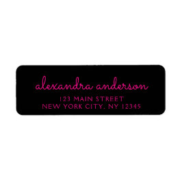 Hot Pink Black Girl Monogram Name Modern