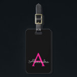 Hot Pink Black Girl Monogram Name Modern Gepäckanhänger<br><div class="desc">Heiß rosa und schwarz Monogramm Fügen Sie Ihren eigenen Namen Script Signature Pillow. Das Gepäcksack-Tag macht den perfekten 16 Geburtstag,  Hochzeit,  Brautparty,  Babydusche oder Junggeselinnen-Abschied Geschenk für jemanden,  der einen eleganten und modernen Stil Lieben.</div>
