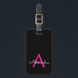 Hot Pink Black Girl Monogram Name Modern Gepäckanhänger<br><div class="desc">Heiß rosa und schwarz Monogramm Fügen Sie Ihren eigenen Namen Script Signature Pillow. Das Gepäcksack-Tag macht den perfekten 16 Geburtstag,  Hochzeit,  Brautparty,  Babydusche oder Junggeselinnen-Abschied Geschenk für jemanden,  der einen eleganten und modernen Stil Lieben.</div>