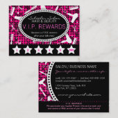 Hot Pink & Black Glam Custom Salon Loyalty Card Treuekarte (Vorne/Hinten)