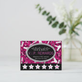 Hot Pink & Black Glam Custom Salon Loyalty Card Treuekarte (Stehend Vorderseite)