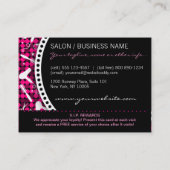 Hot Pink & Black Glam Custom Salon Loyalty Card Treuekarte (Rückseite)