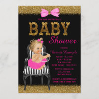 Hot Pink Black Gold Chic Girl Baby Dusche