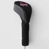 Hot Pink Black Golf Club Monogram Name Girl Headcover (angewinkelt)