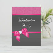 Hot Pink & Black Graduation Party Einladung (Stehend Vorderseite)