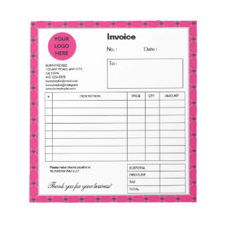 Hot Pink Black Kariert Company Rechnung Notizblock