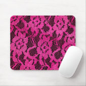 Hot Pink/Black Lace Look Mousepad (Mit Mouse)