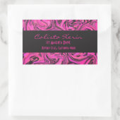 Hot Pink & Black Liquid Swirlz Rechteckiger Aufkleber (Tasche)