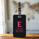 Hot Pink Black Minimal Modernes Monogramm Gepäckanhänger<br><div class="desc">Erleben Sie Ihre Reise mit unserem Classic Elegant Modern Minimalistischen Monogram Gepäcktag. Dieses liebevoll gestaltete Accessoire verbindet zeitlose Eleganz mit zeitgemäßem Minimalismus und sorgt dafür, dass sich Ihr Gepäck durch Eleganz hervorhebt. Dieses Gepäckanhänger ist mit Präzision und Liebe zum Detail gestaltet und ist mehr als nur ein praktisches Objekt; es...</div>