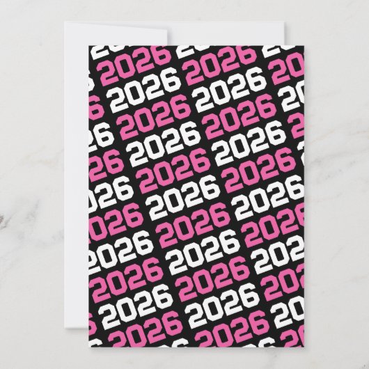 Hot Pink & Black Modern Abschluss Foto Einladung (Rückseite)