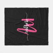 Hot Pink Black Modern Script Name Girl Monogram Fleecedecke (Vorderseite (Horizontal))