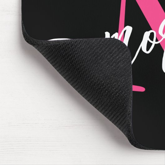 Hot Pink Black Modern Script Name Girl Monogram Mousepad (Ecke)