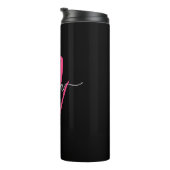 Hot Pink Black Modern Script Name Girl Monogram Thermosbecher (Nach rechts gedreht)