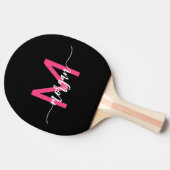 Hot Pink Black Modern Script Name Girl Monogram Tischtennis Schläger (Seitenansicht)