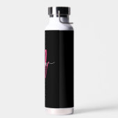 Hot Pink Black Modern Script Name Girl Monogram Trinkflasche (Links)