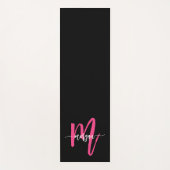 Hot Pink Black Modern Script Name Girl Monogram Yogamatte (Vorderseite)