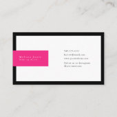 Hot Pink & Black Monogram Elegant Minimalistisch Visitenkarte (Rückseite)