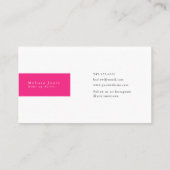 Hot Pink & Black Monogram Elegant Minimalistisch Visitenkarte (Rückseite)
