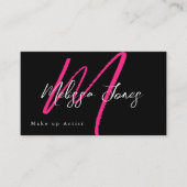 Hot Pink & Black Monogram Elegant Minimalistisch Visitenkarte (Vorderseite)