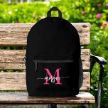 Hot Pink Black Monogram Girl's Back to School Bedruckter Rucksack<br><div class="desc">Beginnen Sie das Schuljahr stilvoll mit unserem Hot Pink Monogram Girl's Back to School Printed Rucksack! Dieser aufregende Rucksack ist in einem lebhaften, heißen rosa Design personalisiert mit Ihrem Monogramm für einen einzigartigen und trendigen Look. Ideal für Bücher, Vorräte und alltägliche Dinge, bietet es Mode und Funktionalität. Mit seiner langlebigen...</div>