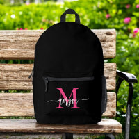 Hot Pink Black Monogram Girl's Back to School